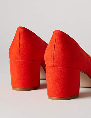 FIND Block Heel Round Toe Zapatos de Tacón, Naranja (Red), 39 EU