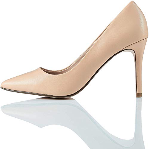 find. Point High Heel Leather Court Zapatos de Tacón, Beige, 37 EU