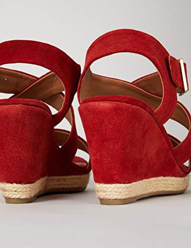 find. Wedge Crossover Suede Espadrille Sandalias con Plataforma Plana, Rojo Red, 40 EU