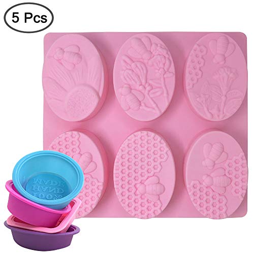 FineGood - Moldes para hacer jabón, silicona suave, apto para uso alimentario, para hacer magdalenas, magdalenas, hacer manualidades, color rosa, azul, rojo rosa, morado