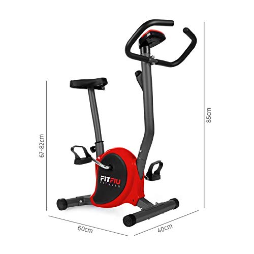 FITFIU Fitness BEST 100 Bicicleta Estática Spinning ultracompacta, 5 kg, sin respaldo, regulable en 8 niveles y pantalla LCD Entrenamiento Fitness Tonificación, Unisex adulto, Roja