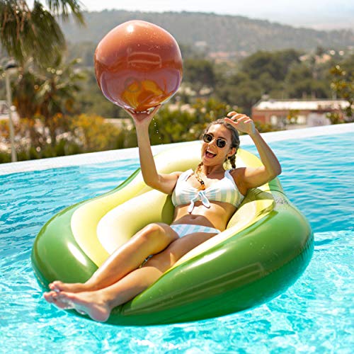 Flamingueo Flotador Aguacate - Aguacate Hinchable Piscina, Colchoneta Hinchable Aguacate, Flotador Gigante, Flotador Adulto, Colchoneta Piscina, Flotadores Piscina, Colchoneta Aguacate, 160x125 cm