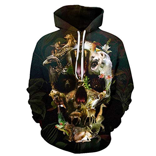 Flower Skull Artist Unisex Hoodie 3D Print Sudaderas Pullover Harajuku Mens Hoody Casual Streetwear Abrigo Masculino LMS1056 3XL