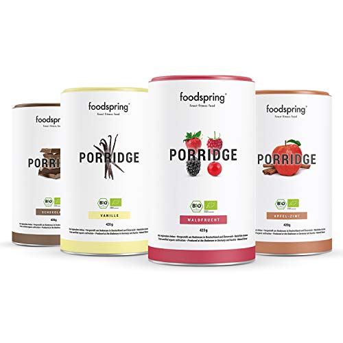 foodspring Porridge Proteico, Vainilla, 420g, Porridge de soja 100% orgánica, Menos azúcares añadidos, Más sabor auténtic