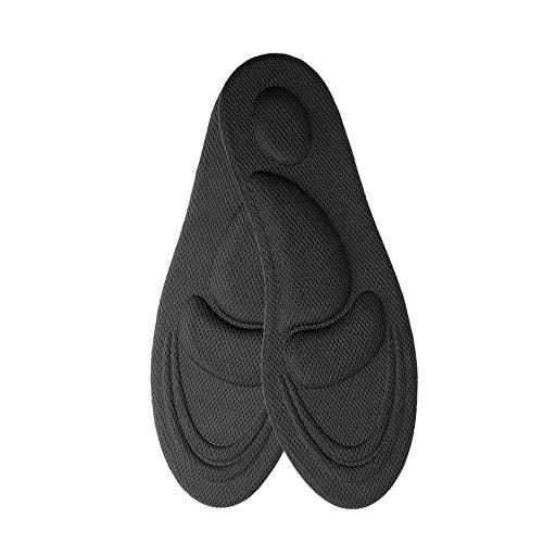 FOONEE Plantillas 4D para apoyo de arco, ayuda contra la fascitis plantar, metatarso y dolor en el talón, plantillas de espuma antisudor para hombres y mujeres, negro, 35-39