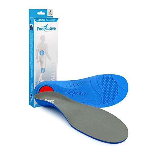 FOOTACTIVE Medical - Plantillas ortopédicas para fascitis plantar, corrige la pronación y estabiliza el pie, Gris (gris), 36/38 EU