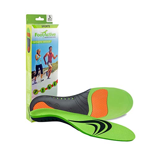 FOOTACTIVE Plantillas ortopédicas avanzadas Sports, para deportes, atletismo, ocio, trabajo y juegos. Máximo confort y absorción de choque, Verde (verde), 42/43 EU