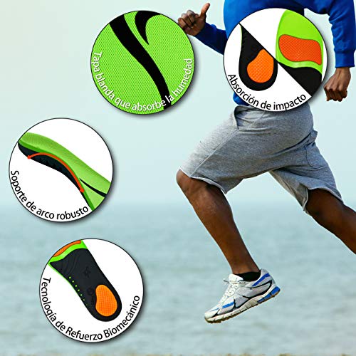 FOOTACTIVE SPORT – Plantillas Deportivas de Alto Impacto, de Longitud Completa Con Soporte Avanzado Ortopédico de Arco. Comodidad y Absorción de Impactos para la Prevención de Lesiones - XS (36/38 EU)