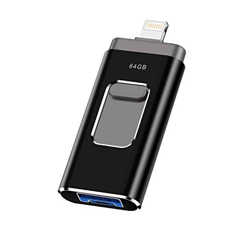 Foraer Pendrive 64GB Memorial USB para iPhone/iPad/PC/Android/Touch ID Portátil 3 en 1 Flash Drive USB 3.0 (64gb)