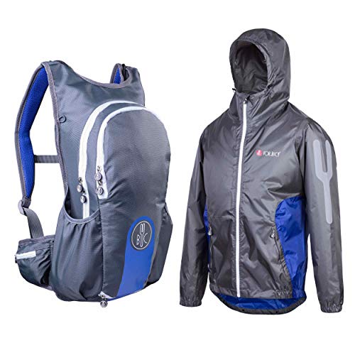 For.Bicy - Mochila y Chaqueta para Hombre, Hombre, O101075, Castelrock/Blue, Extra-Large