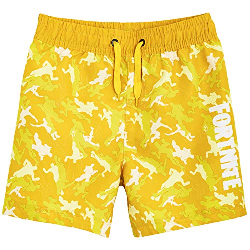 Fortnite Bañador Niño, Pantalones Cortos Niño con Estampado Camuflaje, Bermudas Niño para Playa Piscina, Bañadores Niño de Secado Rapido, Regalos para Niños y Adolescentes (Amarillo, 9-10 años)