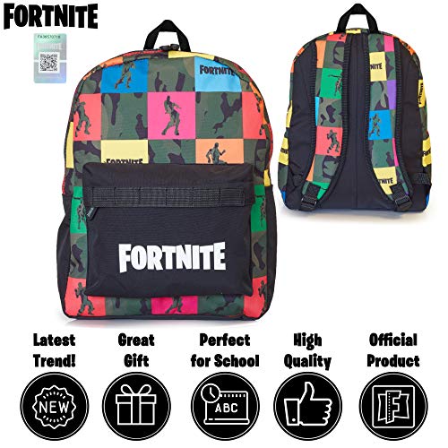 Fortnite Mochilas Escolares Juveniles Para Niños, Mochila Diseño Camuflaje, Bolsa Para el Colegio Viajes Deporte, Merchandising Oficial de Fortnite, Regalos Originales Para Niños Adolescentes