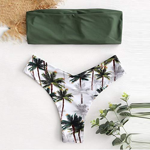 Fossen Bikinis Mujer 2020 Brasileños Estampado de Cocotero en Traje de Baño de Tubo - Brasileños Bañador Ropa de Dos Piezas