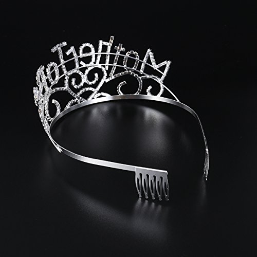 Frcolor Mamá a ser corazones de la tiara Corona del Rhinestone para la fiesta de bienvenida al bebé futuro de la mamá que espera (plata)