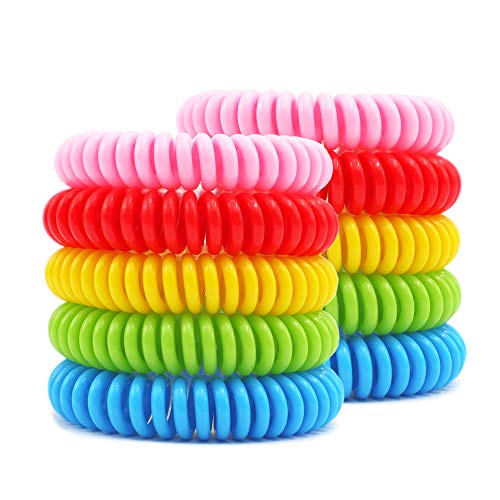 FREAKY JO SHOP Pulseras de Mosquitos 10 pcs, Coloreado y fragante, Brazalete para Deportes y Actividades al Aire Libre, Ajustable para Adultos y niños