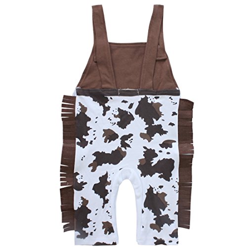 Freebily 3Pcs Disfraz Cowboy Bebé Niños Infántil Monos Bebé Pantalones de Peto Algodón Entrepierna Abierta Botones Disfraces de Vaquero con Sombrero Pañuelo Marrón 6-12 Meses