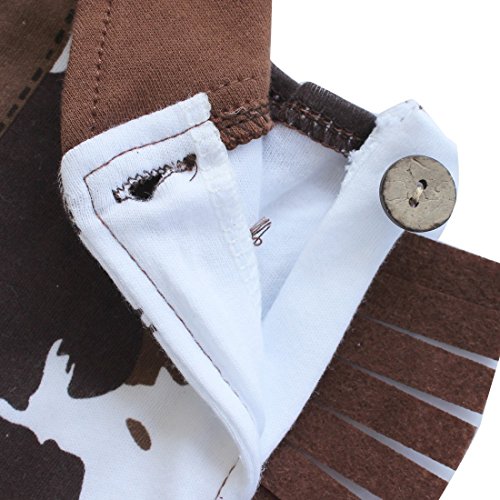 Freebily 3Pcs Disfraz Cowboy Bebé Niños Infántil Monos Bebé Pantalones de Peto Algodón Entrepierna Abierta Botones Disfraces de Vaquero con Sombrero Pañuelo Marrón 6-12 Meses