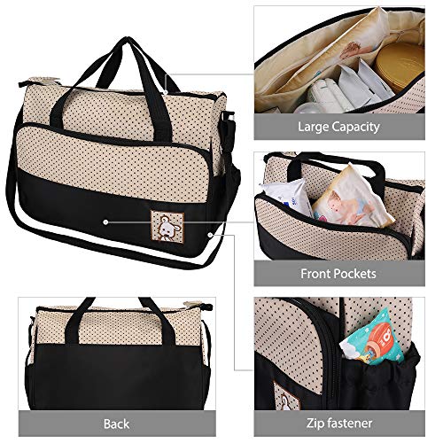 FREESOO Set 5 kits Bolsa de Mama para Bebe Biberon Cambiador de Pañales Bolsa Hospital Maternidad Bolso de Pañales Bebé para Viaje Carro Carrito Biberón Colchoneta Comida Multifunción Gran Capacidad