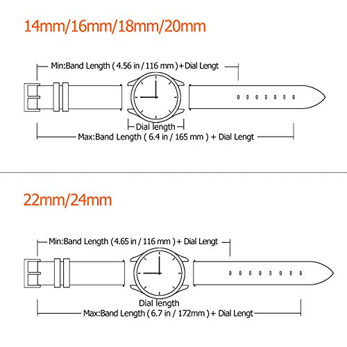 Fullmosa 8 Colores para Correa de Reloj de Lona de Liberación Rápida, Correa de Reloj Militar 14 mm 16 mm 18 mm 20 mm 22 mm 24 mm Pulseras de Reloj de Repuesto para Hombres Mujeres, 20mm Negro