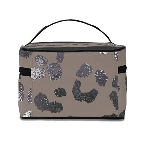 Funda de piel de leopardo elegante con textura de leopardo multifunción, grande organizador de maquillaje, para mujeres y niñas