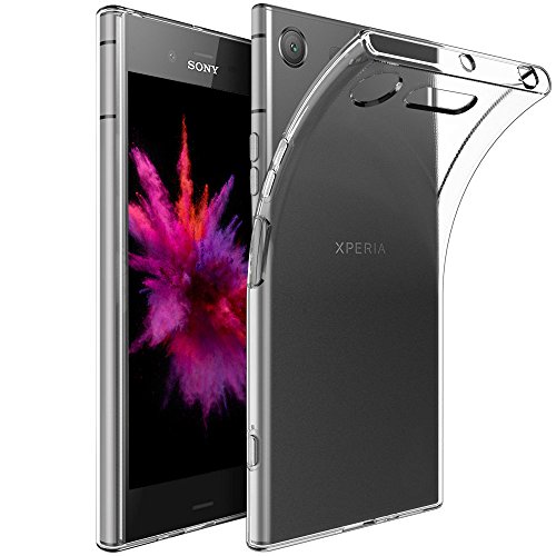 Funda de silicona de DN-Alive para Sony Xperia XZ1 Compact de 4,6 pulgadas, absorbe los golpes, transparente, con protector de pantalla de cristal templado (no es compatible con Sony Xperia XZ1)