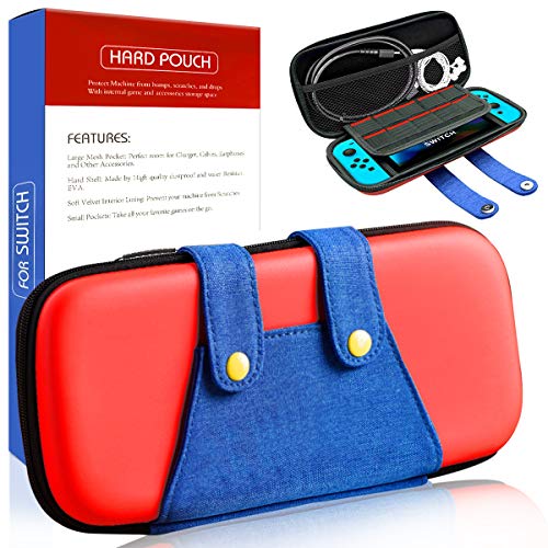 Funda para Switch, [Color-Clash Look][Estuche Protección] Mario Funda de Viaje Portátil Transportar para Switch y Accesorios-Rojo