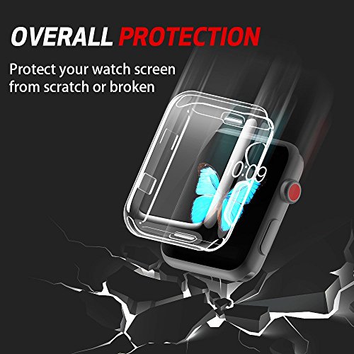 Funda Reloj Apple Watch 42mm Transparente,Apple Watch Series 3 Funda Protector de Pantalla Completo TPU Suave Ultra Delgado Protectora Carcasa para Reloj Apple Watch Series 3/Series 2