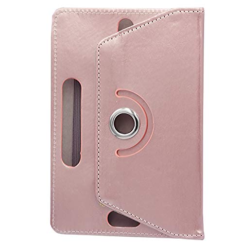 Funda universal para tablet de 10 pulgadas, piel sintética de alta calidad, rotación de 360 grados, incluye lápiz capacitivo (oro rosa)