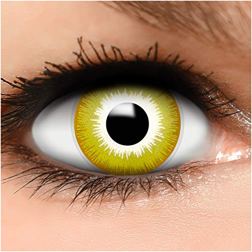 FUNZERA® Lentillas de Colores Avatar + recipiente para lentes de contacto, sin dioptrías pack de 2 unidades - cómodas y perfectas para Halloween, Carnaval, sin corregir