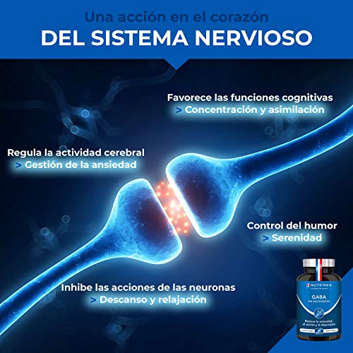 Gaba 750mg/día Relajante Natural | 60 Cápsulas Veganas | Combate Estrés Insomnio y Ansiedad | Fabricado en Francia | Ayuda a Dormir Bien y a Relajarse | Acido Gamma Amino Butírico