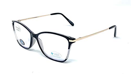 Gafas de lectura con filtro luz azul para gaming, ordenador, móvil, Protección Antifatiga. Butterfly venice negro con protección de luz azul 1.50x