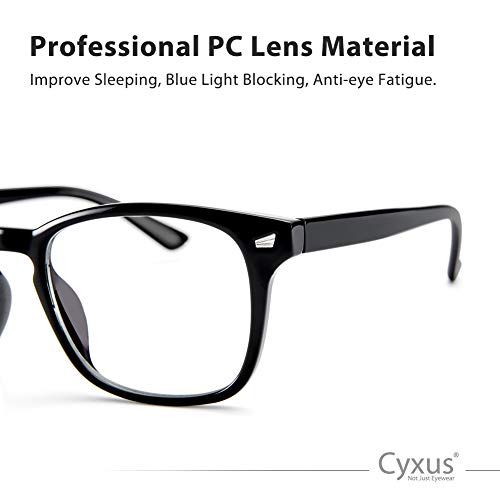 Gafas de lectura Cyxus para bloquear la luz azul, Lucha contra la fatiga ocular UV Dolor de cabeza, unisex (hombres/mujeres) (Negro, 1.6)