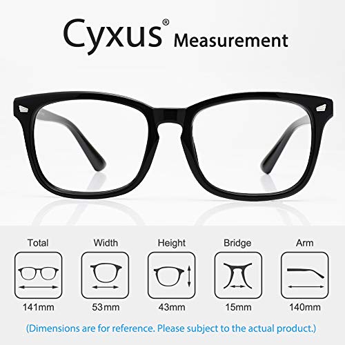 Gafas de lectura Cyxus para bloquear la luz azul, Lucha contra la fatiga ocular UV Dolor de cabeza, unisex (hombres/mujeres) (Negro, 1.6)