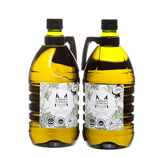 Garrafa 2 litros pet Aceite de Oliva Virgen Extra El Santuario de Magina con Denominación de Origen Protegida Sierra Magina, AOVE, Verde, molturado en frío. Variedad Picual.