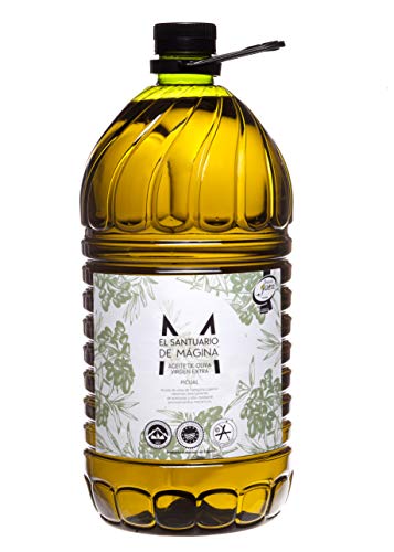 Garrafa 5 litros pet Aceite de Oliva Virgen Extra El Santuario de Magina con Denominación de Origen Protegida Sierra Magina, AOVE, Verde, molturado en frío. Variedad Picual