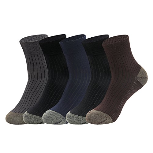 GATHER OTHER 5 Pares Respirable Calcetines de Ribbed Anti-Olor Altura del Tobillo para Hombre y Mujer (m:UK 6-8/EU 38-42)