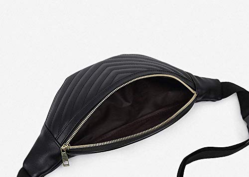 Geagodelia Riñoneras de Moda Bolsa de Cinturón para Mujer Niña Elegante PU Fanny Pack Paquete de Cintura con Correa Ajustable para Viaje Senderismo Festival al Aire Libre (Negro)