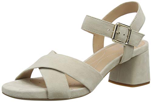 Geox D Genziana Mid B, Sandalias con Punta Abierta para Mujer, Beige (Lt Taupe C6738), 37 EU