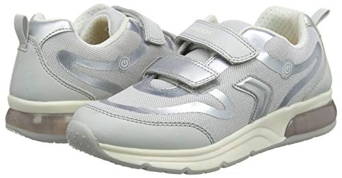 Geox J SPACECLUB Girl C, Zapatillas para Mujer, Silver (Grey/Silver C0570), 36 EU