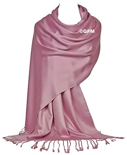 GFM Marca Superficie lisa y lisa, pañuelo satinado estilo pashmina (L9-160-01-DGLB)