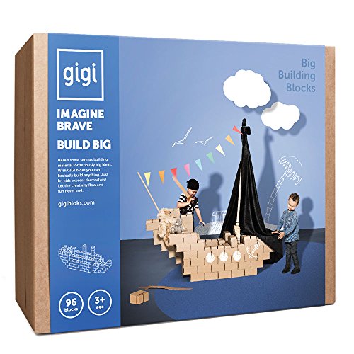 GIGI Bloks Bloques de Construcción Gigantes de Cartón Para Niños, Set de Bloques Infantiles de 96 Piezas XL Apilables, Juguetes Montessori de Ladrillos de Construcción Grandes de Tamaño Real