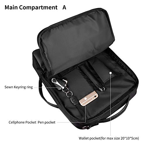 Gimars Diseño de actualización 3 en 1 Mochila Ejecutivo Hombre Impermeable para Ordenador portátil 15.6" Mochila Oficina con Cargador USB Multifuncional para Universidad Negocio