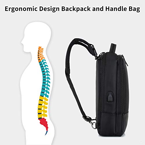 Gimars Diseño de actualización 3 en 1 Mochila Ejecutivo Hombre Impermeable para Ordenador portátil 15.6" Mochila Oficina con Cargador USB Multifuncional para Universidad Negocio