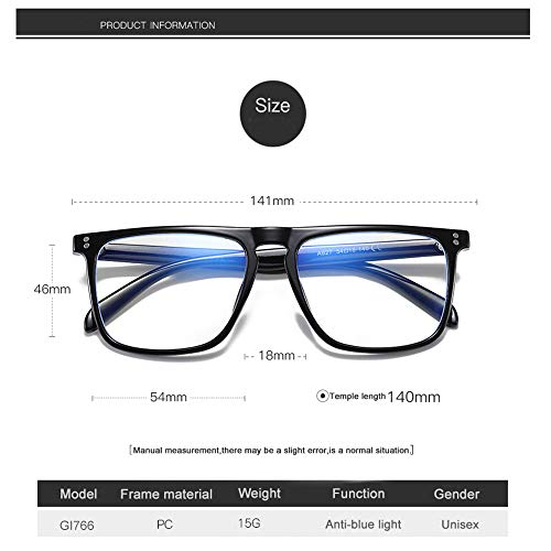 Gimdumasa Gafas Luz Azul Ordenador Gaming PC UV Filtro Proteccion Mujer Hombre GI766 (Negro)