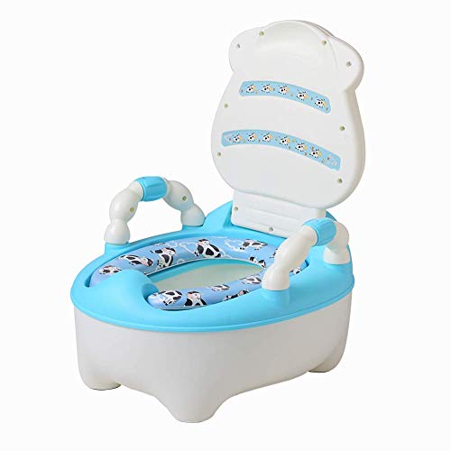 Glenmore Orinal Bebe Niño WC para Infantil con Tapa y Asiento Acolchado Suave Niña Vaca Azul