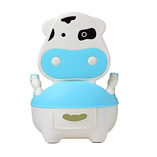 Glenmore Orinal Bebe Niño WC para Infantil con Tapa y Asiento Acolchado Suave Niña Vaca Azul