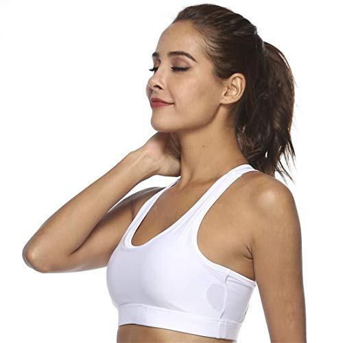 Gloabaltrade001 Mujer Sujetador Deportivo con Relleno Push Up Bustier Sport Tops con Bolsillo Correas Fitness Yoga Bra Shock Absorber Alto Impacto S