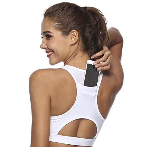 Gloabaltrade001 Mujer Sujetador Deportivo con Relleno Push Up Bustier Sport Tops con Bolsillo Correas Fitness Yoga Bra Shock Absorber Alto Impacto S