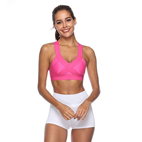 Gloabaltrade001 Mujer Sujetador Deportivo con Relleno Push Up Bustier Sport Tops Correas Fitness Yoga Bra Racerback Shock Absorber Alto Impacto S