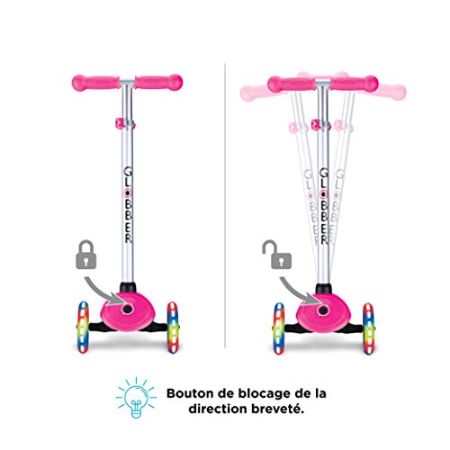 Globber Kids 'Primo Light Up Ruedas Scooter, neón Rosa